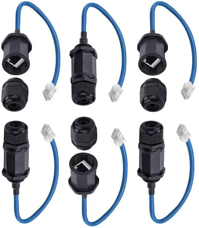Main image of YIOVVOM Panel Mounting RJ45 Waterproof Connector with Shield, Male to Female, 8P8C, CAT6, M20 IP67 Ethernet LAN Cable Coupler Outdoor Adapter Weatherproof Connection (6-Pack)