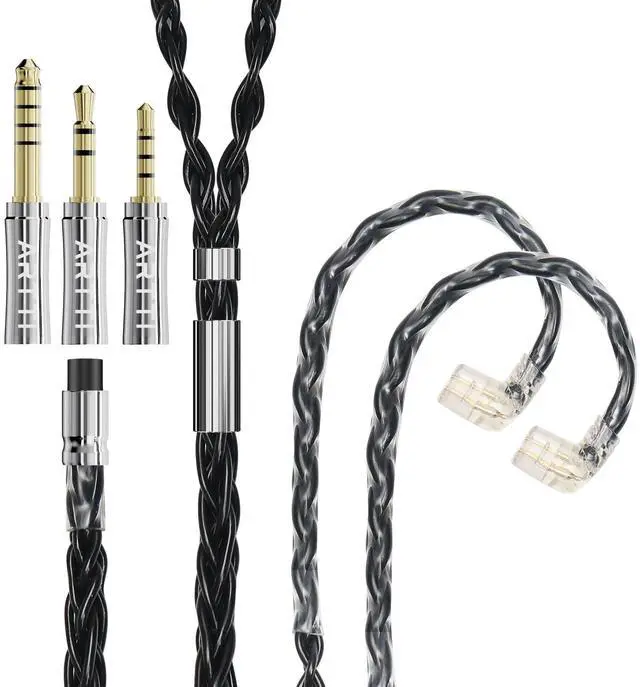 Main image of ARTTI Wave Headphone Upgrade Cable 8 Cores 144 Strands Silver-Plated Copper 7N OCC Earphone IEM Cable 2.5/3.5/4.4mm 3in1 Metal Plug (Black, QDC Straight Plug)