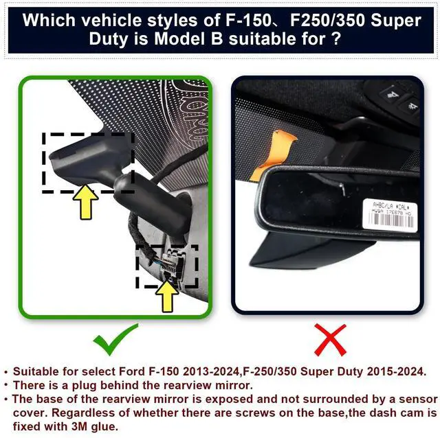 Alt view image 3 of 5 - mangoal 4K Front & 2K Rear 2 Channel HDR Dash Cam, Dual STARVIS 2 IMX678 IMX675, Custom Fit for Ford F150 2013-2017 F250/F350 Super Duty 2015-2019(Model B), 5GHz WiFi, GPS, 128GB Card
