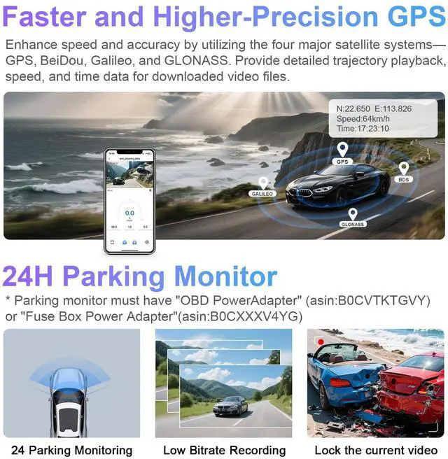 Alt view image 5 of 5 - mangoal 4K Front & 2K Rear 2 Channel HDR Dash Cam, Dual STARVIS 2 IMX678 IMX675, Custom Fit for Ford F150 2013-2017 F250/F350 Super Duty 2015-2019(Model B), 5GHz WiFi, GPS, 128GB Card
