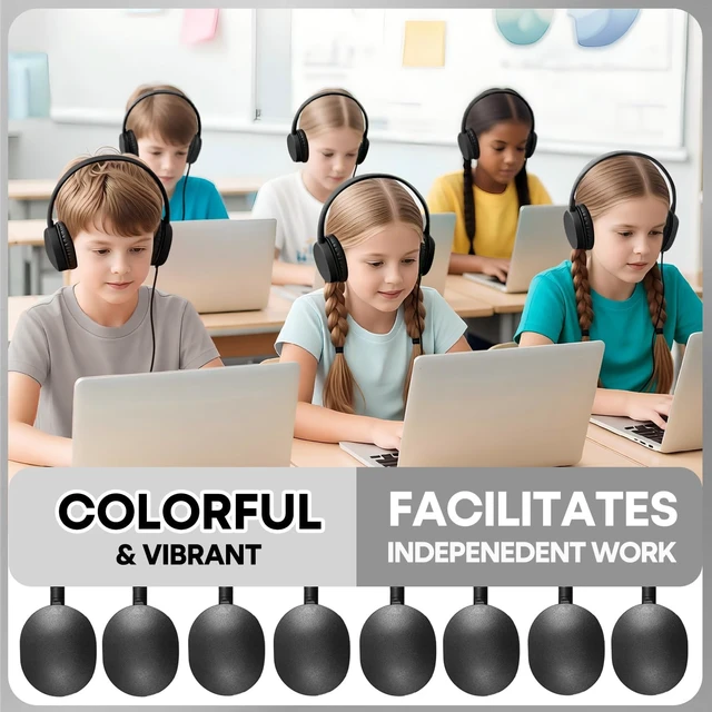 Alt view image 4 of 5 - Gaosen 50 Pack Kids Headphones Bulk for Students Schools Classroom,Wholesale Class Set Durable Wired Earphones for Children Toddler Teens Boys Girls and Adult(Black,50 Pack)