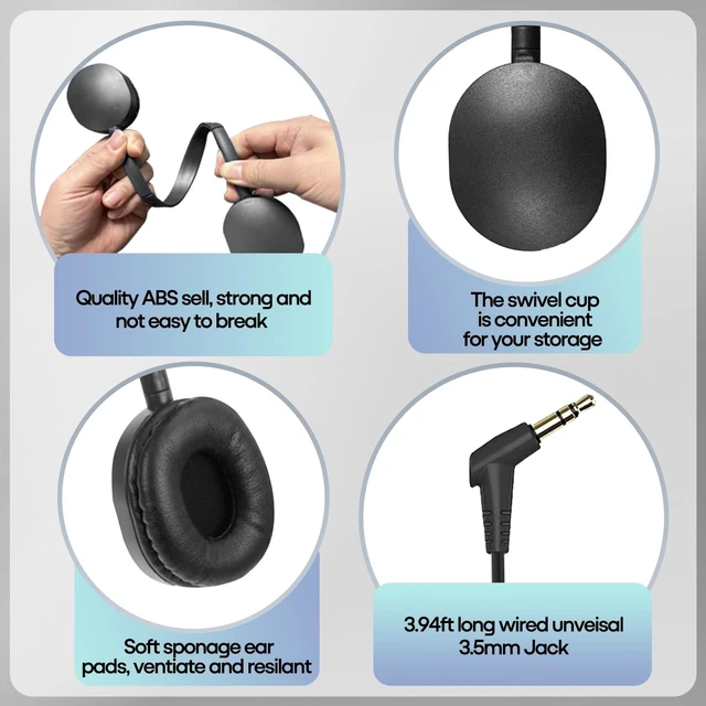 Alt view image 3 of 5 - Gaosen 50 Pack Kids Headphones Bulk for Students Schools Classroom,Wholesale Class Set Durable Wired Earphones for Children Toddler Teens Boys Girls and Adult(Black,50 Pack)