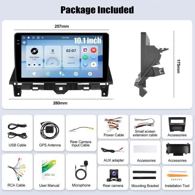 Alt view image 3 of 5 - 4G+64G Android Car Stereo for Honda Accord 2008 2009 2010 2011 2012 2013 Car Radio with Wireless Carplay Android Auto 10.1 Inch Touch Screen Head Unit Backup Camera WiFi GPS FM RDS Bluetooth