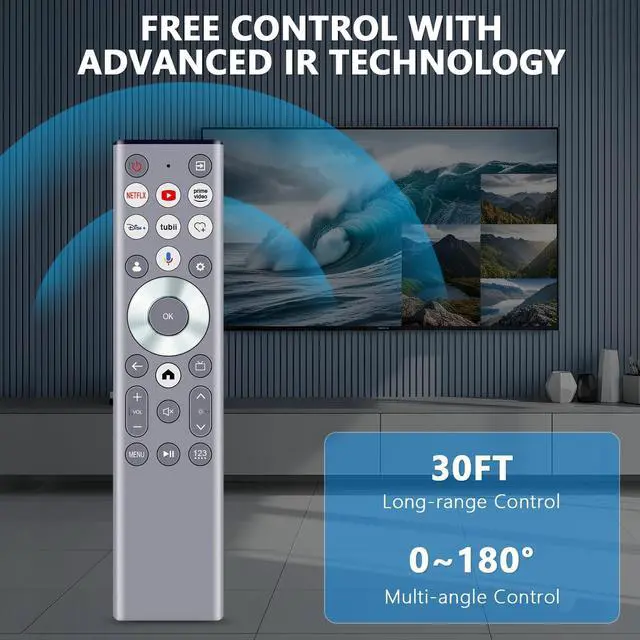 Alt view image 4 of 5 - Beyution ERF6E80H Replacement Voice Remote Control fit for Hisense Smart TV 55U6N 55U7N 55U8N 65U6N 65U7N 65U8N 75U6N 75U7N 75U8N 85U6N 85U8N 100U8Nwith Backlit Keys