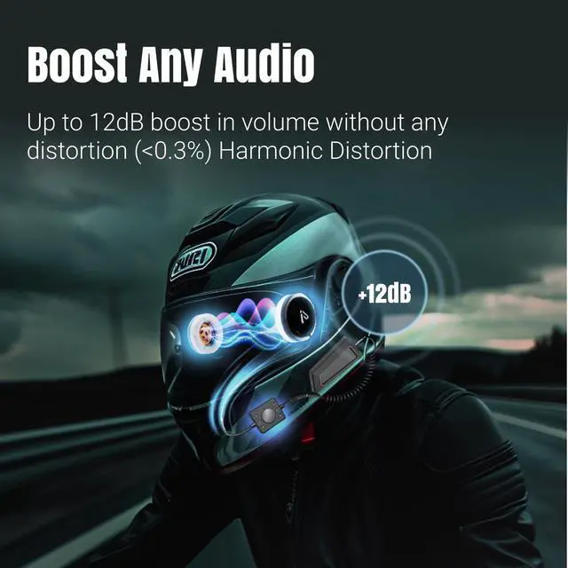 Alt view image 5 of 5 - IASUS EAR3H-MK2 Helmet Audio Amplifier 12dB Volume Boost - 3.5mm Input and Output - Compatible with Most Helmet Comms Systems with Headphone Earbud Port