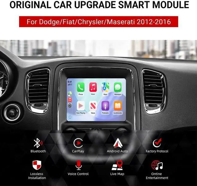 Alt view image 3 of 5 - Wireless CarPlay Android Auto Adapter Decoder Retrofit Kit Fits 2012-2016 Dodge Fiat Chrysler Maserati with 8.4'' Screen, Support Voice Control/ AirPlay/ Mirror Link/ Camera/ USB Drive/ Navigat