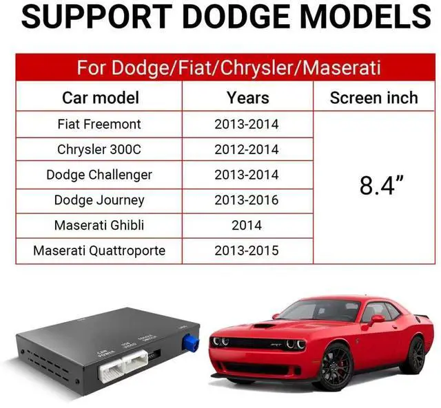 Alt view image 4 of 5 - Wireless CarPlay Android Auto Adapter Decoder Retrofit Kit Fits 2012-2016 Dodge Fiat Chrysler Maserati with 8.4'' Screen, Support Voice Control/ AirPlay/ Mirror Link/ Camera/ USB Drive/ Navigat