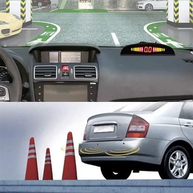 Alt view image 2 of 5 - TOTMOX Car Reverse Parking Radar System 8 Reversing Sensors Kit with Front and Rear Alarm Buzzer Reminder LED Display Safe Driving, Car Parking Sensor, Black