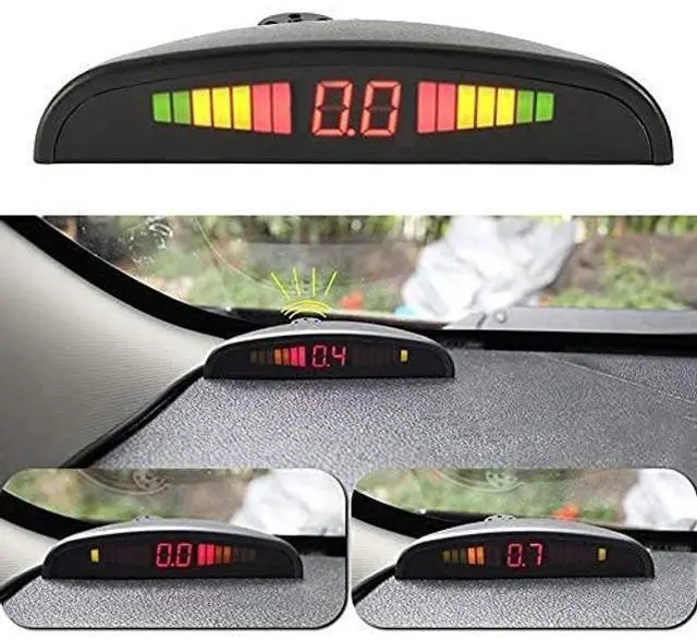 Main image of TOTMOX Car Reverse Parking Radar System 8 Reversing Sensors Kit with Front and Rear Alarm Buzzer Reminder LED Display Safe Driving, Car Parking Sensor, Black