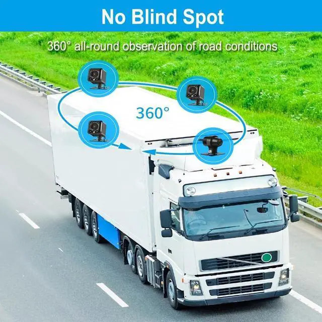 Alt view image 5 of 5 - VSYSTO 4CH Truck Dash Camera, 10.1'' Screen with Waterproof Left, Right and Rear Infrared Night Vision Lenses, 1/2/3/4 Split Screen, Remote Control, Assisted Driving Mode, Backup Camera System