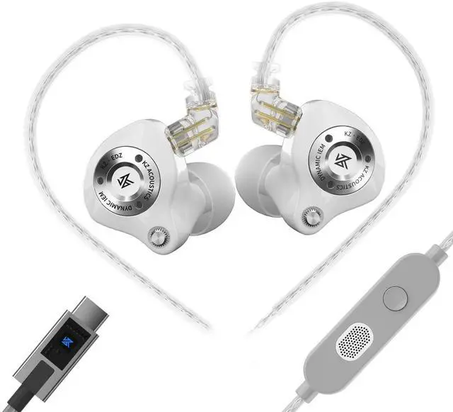 Main image of KZ EDZ Type-C Gaming Earbuds with Mic, Low Latency in-Ear Monitors for PUBG Mobile Gamers, Dual-Driver USB-C Headphones, Digital Audio & Clear Chat for Android iPad