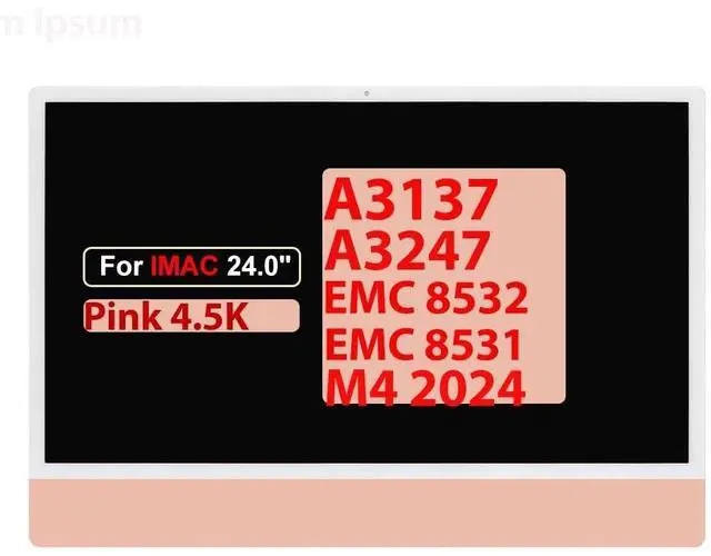 Main image of BTSELSS 24.0" 23.5" Screen Replacement for iMac A3137 A3247 M4 2024 EMC 8532 EMC 8531 LM235UH1-SDE1 All in One Retina LCD Display Panel Assembly Camera Hole: 0.6CM (Pink)
