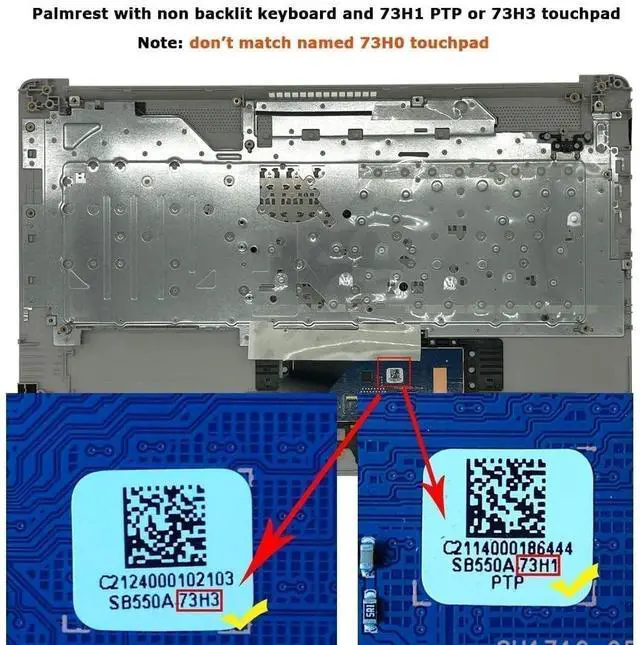 Alt view image 2 of 5 - Replacement for HP Laptop 17-by 17-CA 17T-by 17Z-CA Upper Case Palmrest Non-PTP Function Touchpad US Keyboard Assembly L92789-001 6070B1308113 Natural Silver