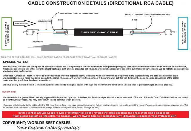 Alt view image 2 of 5 - 75 Foot - Gotham GAC-4/1 (Black) Star-Quad Center-Channel Subwoofer Cable with Amphenol ACPR-SWH Die-Cast, Gold Plated RCA Connectors Directional
