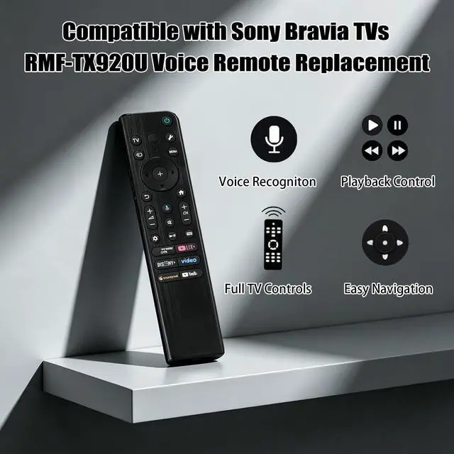 Alt view image 2 of 5 - RMF-TX920U Voice Remote Control Compatible with Sony Bravia/Google TVs, Backlit Voice Remote for 2024/2025/2026 Fit with Bravia 7, 8, 9 OLED 4K Ultra HD, K55XR80, K65XR80, K77XR80, 5-Year Warranty