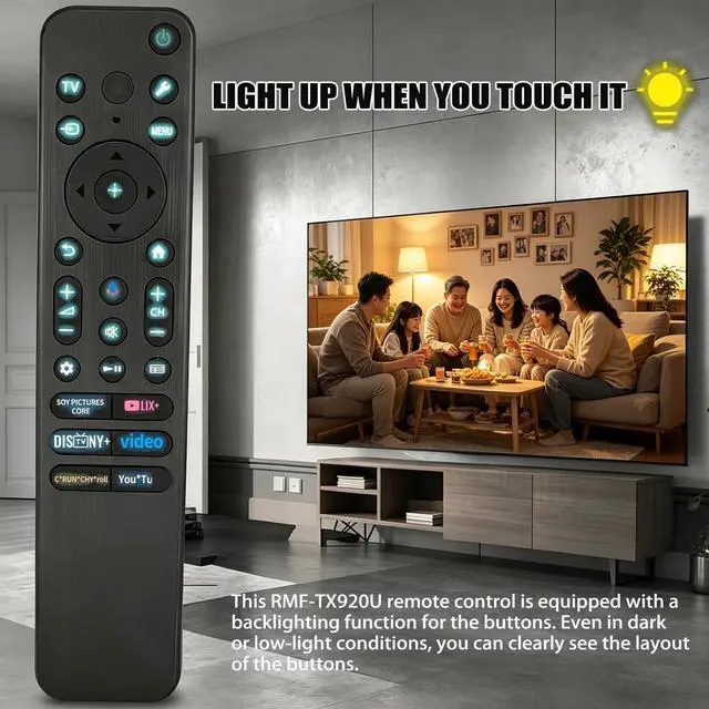 Alt view image 5 of 5 - RMF-TX920U Voice Remote Control Compatible with Sony Bravia/Google TVs, Backlit Voice Remote for 2024/2025/2026 Fit with Bravia 7, 8, 9 OLED 4K Ultra HD, K55XR80, K65XR80, K77XR80, 5-Year Warranty