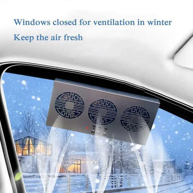 Alt view image 4 of 5 - Torcarvh Car Window Exhaust Fan Solar Power Car Ventilation Fan Auto Cooling Fan with Three Air Outlet Black-Type A