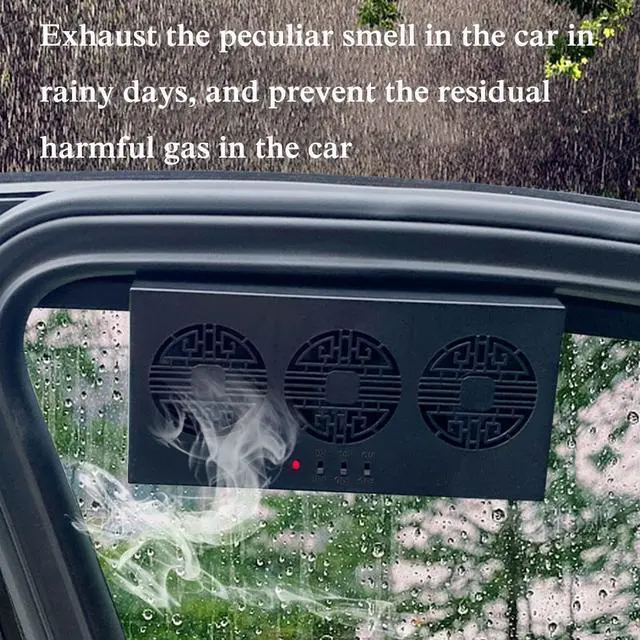 Alt view image 3 of 5 - Torcarvh Car Window Exhaust Fan Solar Power Car Ventilation Fan Auto Cooling Fan with Three Air Outlet Black-Type A