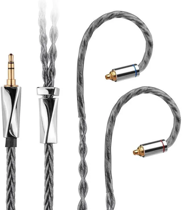 Alt view image 3 of 5 - FAAEAL MMCX Connectors 8N Single Crystal Copper Silver Plated Mixed Cord Compatible with Sennheiser IE900 IE600 Shure SE535 SE315 UE900s TIN Audio T2 T3 BGVP Earphone 3.5mm Plug