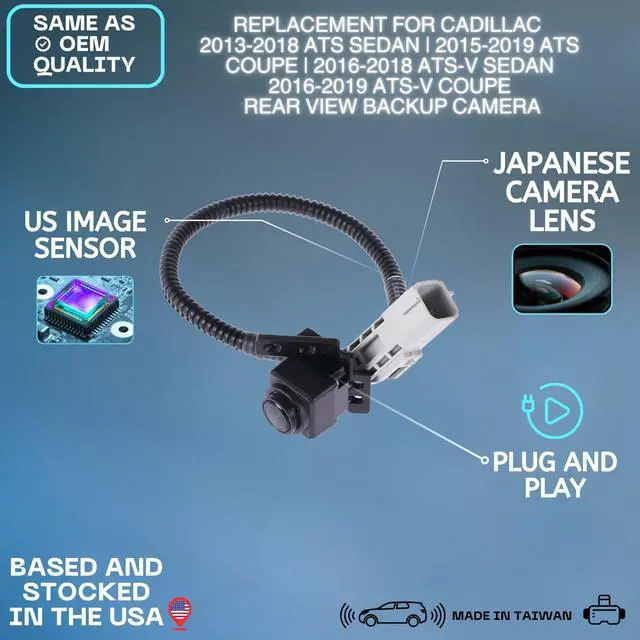 Alt view image 2 of 5 - Backup Camera Replaces for Cadillac 2013-2018 ATS Sedan ^^ 2015-2019 ATS Coupe ^^ 2016-2018 ATS-V Sedan ^^ 2016-2019 ATS-V Coupe OE Part # 23386282, 20976983