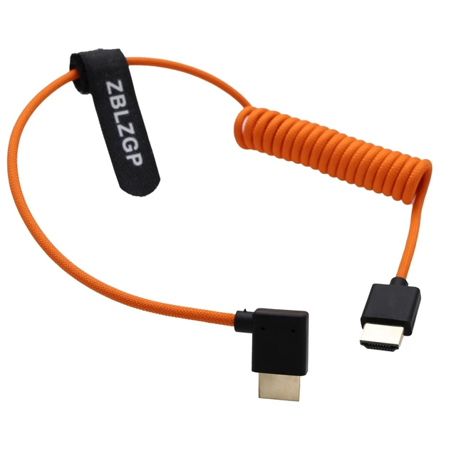 Alt view image 2 of 5 - ZBLZGP 48Gbps HDMI 2.1 Coiled Cable 8K 4K 60p Right Angle to Straight for Atomos Ninja Ultra, Portkeys LH5P, Feelworld T7, Sony A7M4 A7SIII, Nikon Z8 Cameras