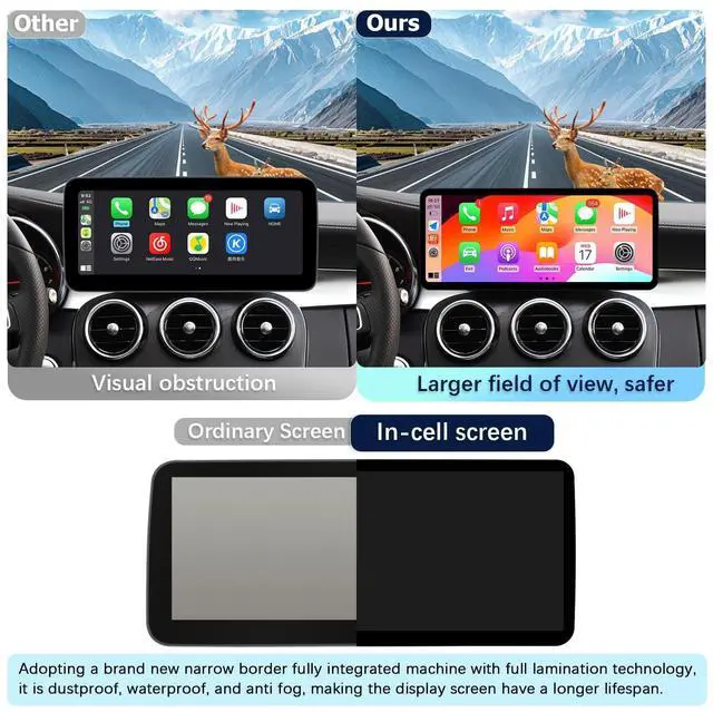 Alt view image 5 of 5 - Ultra Narrow 12.3 Inch Android Auto Radio for Mercedes Benz C GLA Class W205 Carplay Mulitmedia Player Touch Screen HD1920*720(Linux 5.0 System)