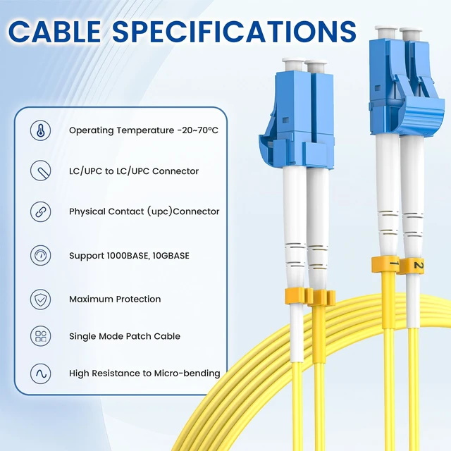 Alt view image 5 of 5 - SpeedyCables OS2 LC to LC Fiber Patch Cable 200m/656ft