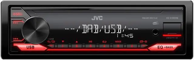 Alt view image 2 of 3 - JVC KD-X182BT Bluetooth Car Stereo w/USB Port AM/FM Radio, MP3 Player, High Contrast LCD, 50 Watts, Detachable Face Plate Single DIN 13-Band EQ