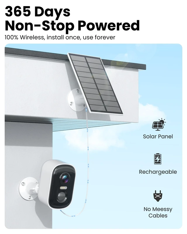 Alt view image 2 of 5 - MISECU 2K Security Cameras Wireless Outdoor, WiFi Cameras for Home Security with Solar Panel, Spotlight Color Night Vision, AI Motion Detection, Siren Alarm, 2-Way Talk, IP66, Cloud/SD Storage