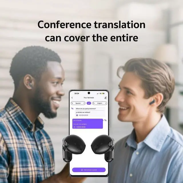 Alt view image 2 of 5 - Hamwesh AI Real Time Translation Earbuds, 5.4 Wireless Earbuds with LCD Color Display and 164 Languages Translation, with Charging Case for