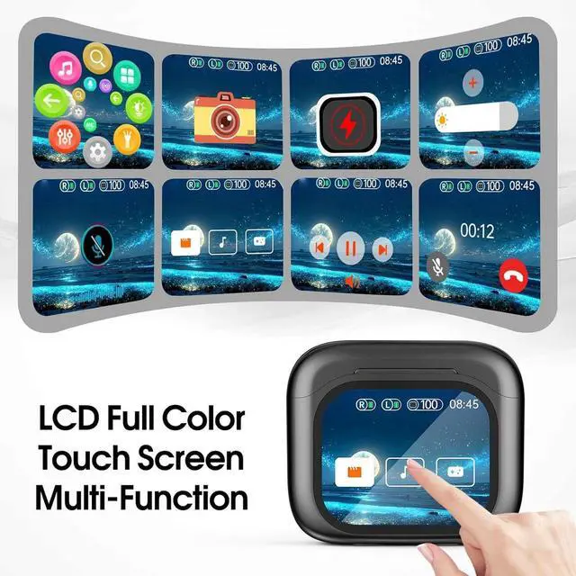 Alt view image 5 of 5 - Hamwesh AI Real Time Translation Earbuds, 5.4 Wireless Earbuds with LCD Color Display and 164 Languages Translation, with Charging Case for