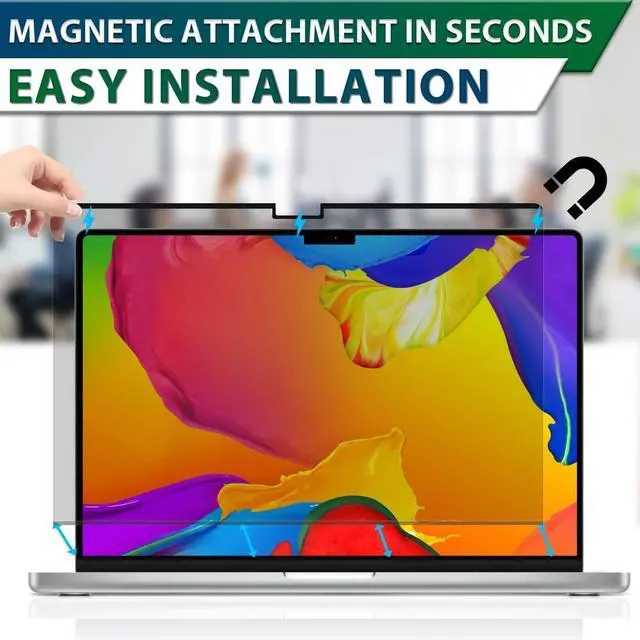Alt view image 3 of 5 - STARY Magnetic Privacy Screen for Macbook Air 13.6 Inch (2022-2024, M2, M3), Removable Matte Anti Glare Blue Light Protector Private Security Filter for Mac Laptop Computer