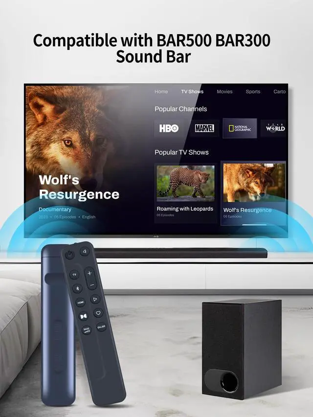 Alt view image 2 of 5 - RETROSUN Replacement Remote Control Compatible with JBL Sound Bar BAR500 BAR300 BAR 500 BAR 300 - Black