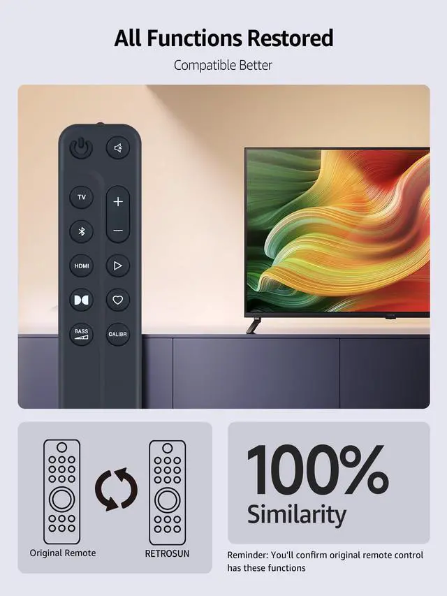 Alt view image 3 of 5 - RETROSUN Replacement Remote Control Compatible with JBL Sound Bar BAR500 BAR300 BAR 500 BAR 300 - Black