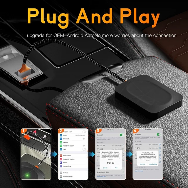 Alt view image 4 of 5 - Wireless Adapter,USB Dongle Converts Compatible with CarPlay&Android Auto