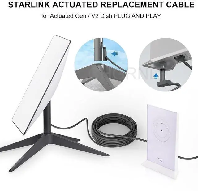 Alt view image 3 of 5 - CHGRNLF Gen 2 Cable for Starlink 50FT/15M, Replacement Cable for Star Link V2 Standard Actuated Kit Waterproof Grey
