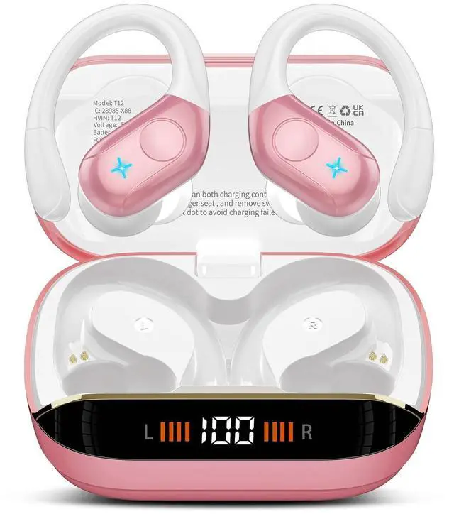 Main image of Qecnato Wireless Earbuds, Bluetooth Headphones Ear Buds, IP7 Waterproof Sports Earphones Bluetooth Earbuds with 4 ENC Mic, Running, Elegant Pink
