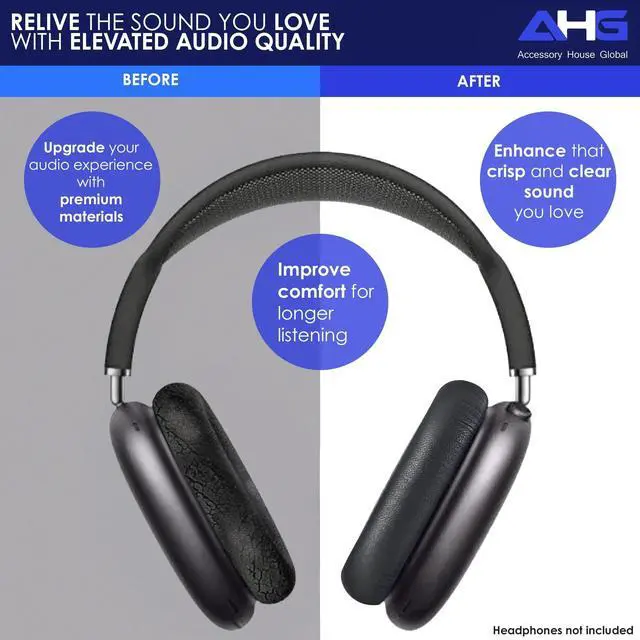 Alt view image 4 of 5 - AHG Accessory House Global Sheepskin Leather Replacement air pods max Ear Cushions Pads Compatible with Apple AirPods Max Headphones (Space Gray). Easy DIY Fit ^^ High-Density Foam ^^ Strong Magnet