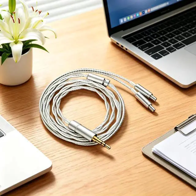 Alt view image 2 of 5 - FAAEAL Silver Plated Replacement Audio Upgrade Cable Compatible with Sennheiser HD800 HD800s HD8XX HD820 HD820s Dharma D1000 Headphones Wired Upgrade Replacement Cord 3.5mm Plug