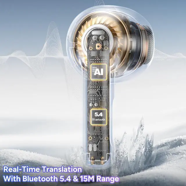 Alt view image 3 of 4 - TEEPOCH AI Language Translator Earbuds,OWS Real-Time 4-in-1 Translation Earbuds 144 Languages & Accents, Bluetooth 5.4 Translation Device for Travel/Business/Learning (a 12 White)
