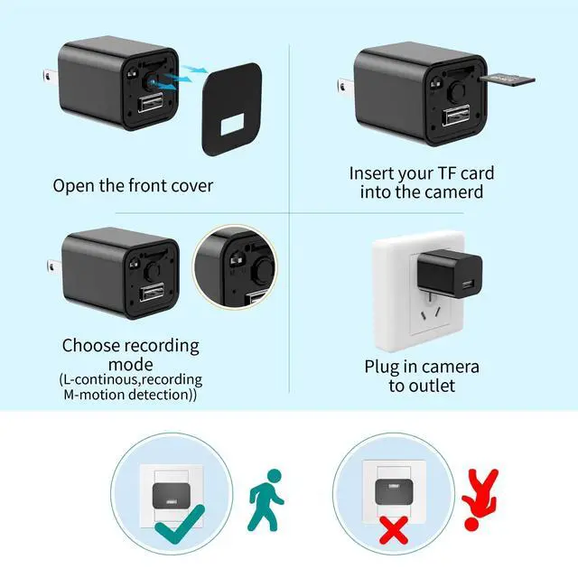 Alt view image 3 of 5 - DUVIX Mini Camera with 64G Card 1080P Small Security Camera Charger with Motion Detection for Indoor (No WiFi)