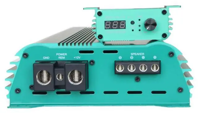 Alt view image 4 of 4 - DOWN4SOUND JP23 V2 Teal ^^ Monoblock Amplifier - 2800W RMS, 1-Ohm Stable, Linkable for Car Audio Systems, High-Performance Bass Amplifier for 2800W Subwoofer Setup