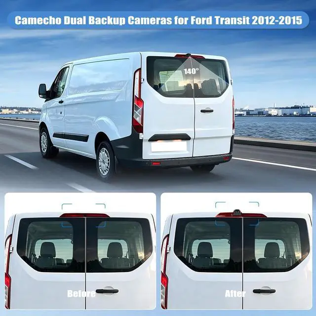 Alt view image 2 of 5 - Third Brake Light Backup Dual Camera for Ford Transit 2012-2015 Van Truck, IR Night Vision, CVBS NTSC/AHD, 140 Wide Angle, IP67 Waterproof, Night Vision, Parking Assist Replaces