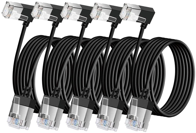 Main image of Ultra Thin Gigabit Cat6 Ethernet Cable 90 Right Angled 10FT 5Pack, UTP