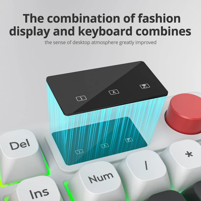 Alt view image 3 of 5 - Mosptnspg RGB Mechanical Feel Membrane Wireless Keyboard, Wired/Bluetooth/2.4G Silent ABS Ball Cap Gasket Structure Gaming Office Keyboard for PC/Mac/Win (98 Black)