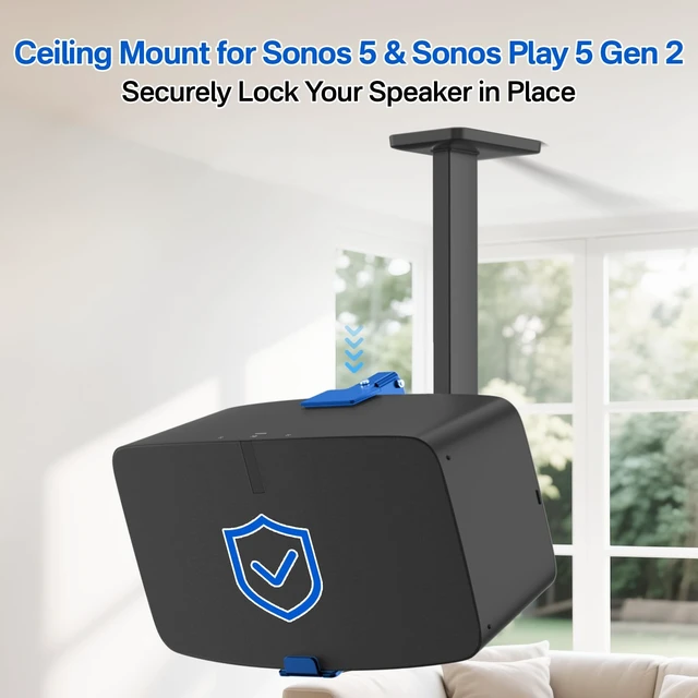 Alt view image 2 of 5 - Yibracki Pair of Heavy Duty Speaker Wall Mounts for Sonos 5 Mount & Sonos Play 5 Mount - Tilt & Swivel Adjustable Speaker Mounts for Sonos Play 5 Gen 2 Wall Mounting Bracket, Black