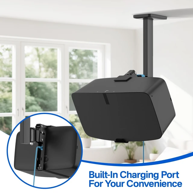 Alt view image 5 of 5 - Yibracki Pair of Heavy Duty Speaker Wall Mounts for Sonos 5 Mount & Sonos Play 5 Mount - Tilt & Swivel Adjustable Speaker Mounts for Sonos Play 5 Gen 2 Wall Mounting Bracket, Black