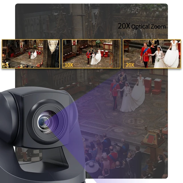 Alt view image 3 of 5 - HCSTVCON 4K PTZ Camera 20X, HDMI USB Video Conference Camera Webcam Live Streaming for Church Worship/Events Services/Education,Works with Zoom,Skype,OBS(Black)
