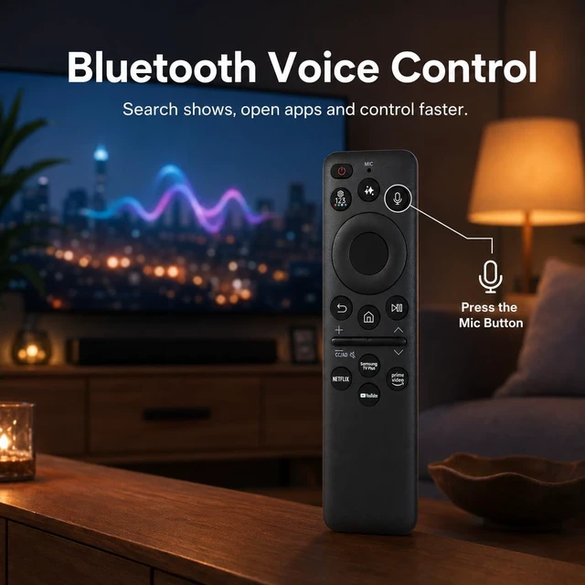 Alt view image 4 of 5 - Rechargeable Solar Voice Remote for Samsung OLED S90H Series Vision AI Smart TV TM2660H QN55S90HAEXZA QN42S90HAEXZA QN48S90HAEXZA QN65S90HAEXZA QN77S90HAEXZA QN84S90HAEXZA