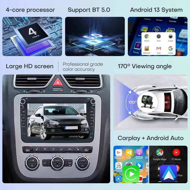 Alt view image 5 of 5 - Car Radio for Volkswagen Seat Golf Passat Jetta Beetle Tiguan Touran EOS 8"